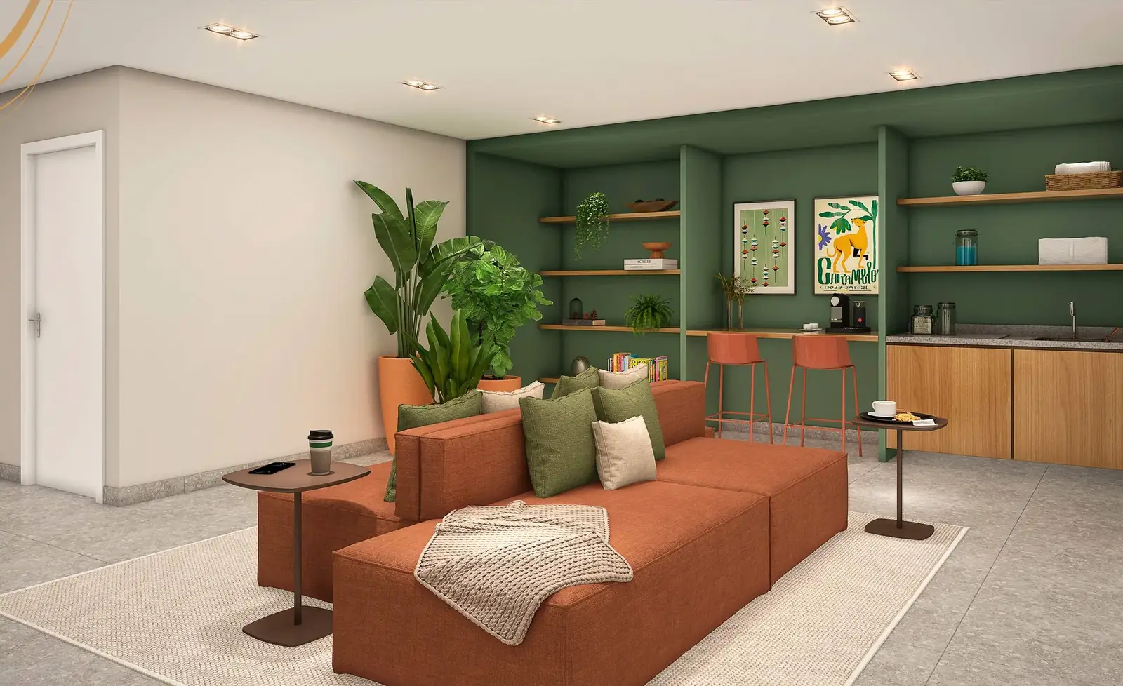 Lounge do Home 375 Vila Sônia – perspectiva ilustrada