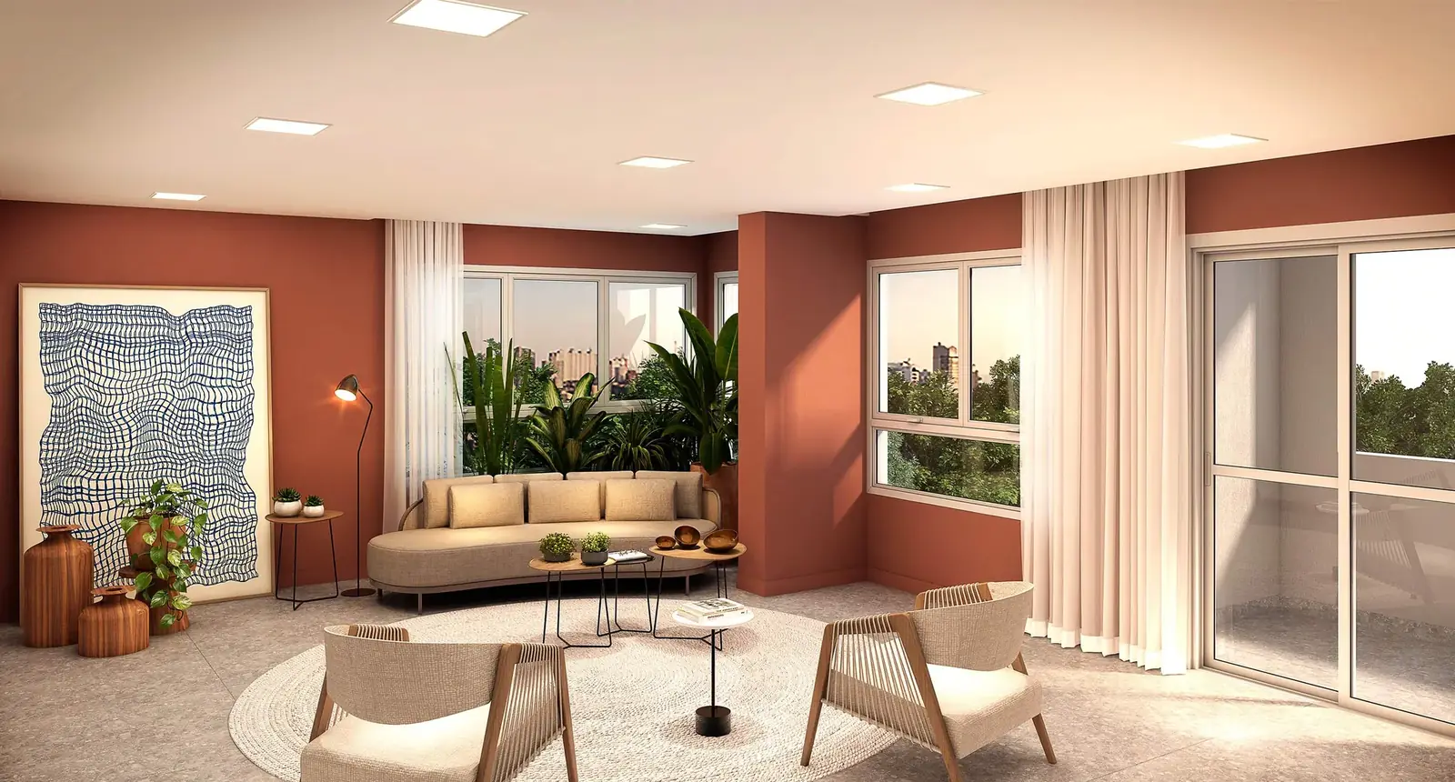 Lounge do Home 375 Vila Sônia – perspectiva ilustrada
