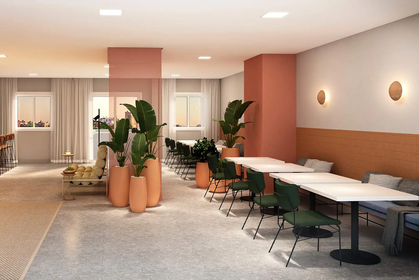 Salão de festas gourmet com varanda – 95 m² do Home 375 Vila Sônia – perspectiva ilustrada