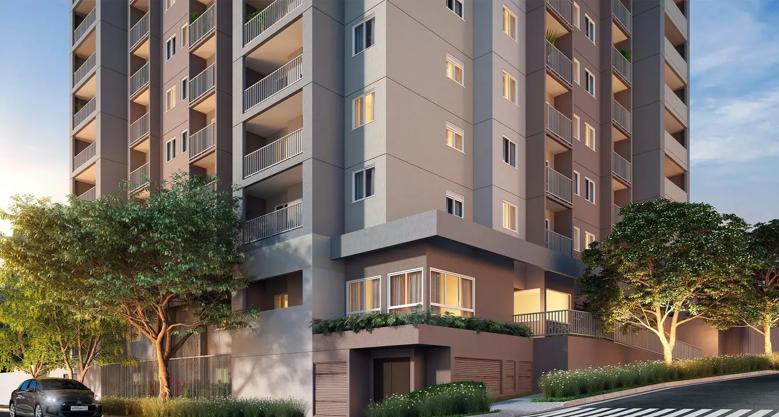 Portaria com recepção acolhedora do Home 375 Vila Sônia – perspectiva ilustrada